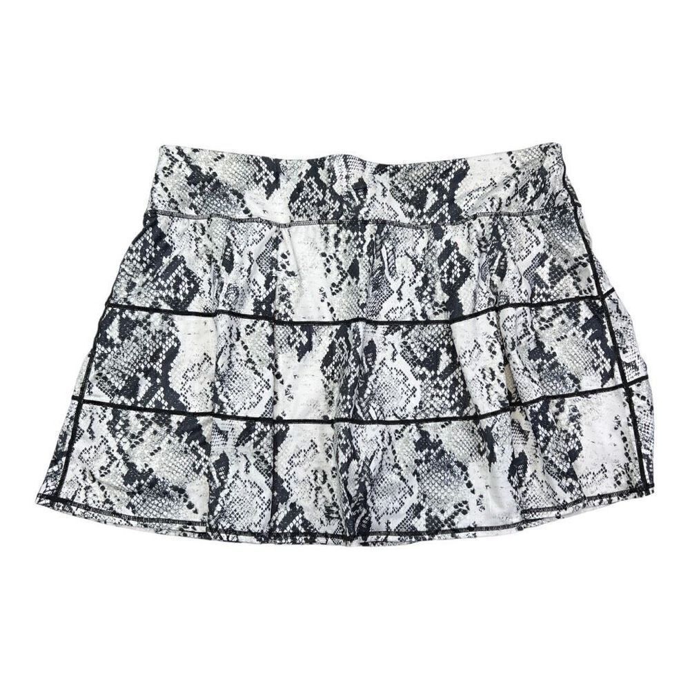 Ideology Women's Snake Print Lined Tiered A-Line Skort Black White Plus Size 3X